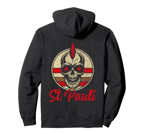 Sankt Pauli Männer Frauen Kinder Design Hamburg Retro Totenkopf Paulianer Distressed Outfit Pullover Hoodie Schwarz Small Unisex von Sankt Pauli Männer Frauen Kinder Design Hamburg