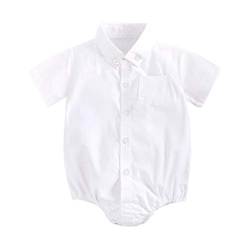 Sanlutoz Baby Junge Bodys Sommer Neugeborene Kurzarm Bodysuit Baumwolle Säugling Babykleidung (12-18 Monate / 80 cm, BRS9011-WH) von Sanlutoz