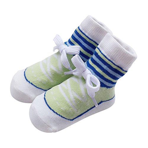 Sanlutoz Baby Socken Jungen Baumwolle Söckchen mit Muster Kindersocken im Turnschuh-Look 0-6 12Monate (0-12 Monate, SOCKA014-GR) von Sanlutoz