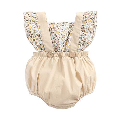 Sanlutoz Baumwolle Strampler Neugeborene Baby Mädchen Zerzauste Ärmel Baby Kleider Sommer (0-6 Monate / 66 cm, BRS9043) von Sanlutoz