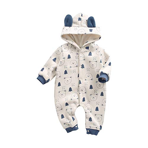 Sanlutoz Karikatur Drucken Baby Jungs Bodysuits Winter Warm Baumwolle Baby Strampler mit Ohren (0-6 Monate / 66 cm, BRW8180-KA) von Sanlutoz