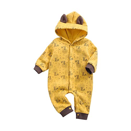 Sanlutoz Karikatur Drucken Baby Jungs Bodysuits Winter Warm Baumwolle Baby Strampler mit Ohren (6-12 Monate / 73 cm, BRW8180-YE) von Sanlutoz