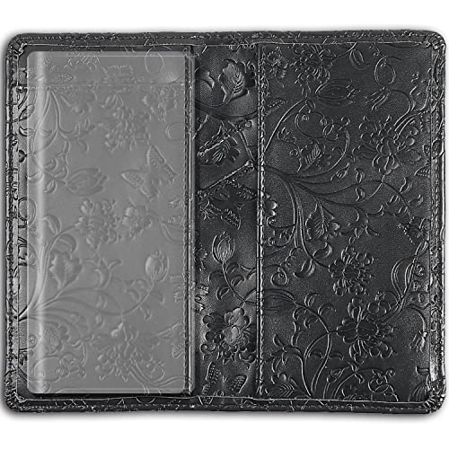 Sanlykate Scheckbuchhülle aus Leder für Damen und Herren, RFID-blockierendes Scheckbuchetui mit kostenloser Trennwand, Standard-Register-Duplikatschecks mit Stifteinsätzen, Schwarze Blume Sanlykate Scheckbuchhülle aus Leder für Damen und Herren, RFID-blockierendes Scheckbuchetui mit kostenloser Trennwand, Standard-Register-Duplikatschecks mit Stifteinsätzen, Schwarze Blume von Sanlykate