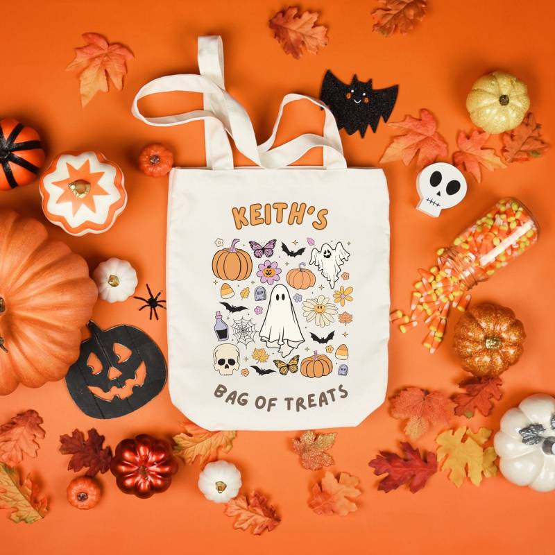 Süßes Oder Saures Tasche, Halloween-Einkaufstasche, Personalisierte Halloween Totes Benutzerdefinierte Halloween-Tasche Geistertasche von SanneePrints