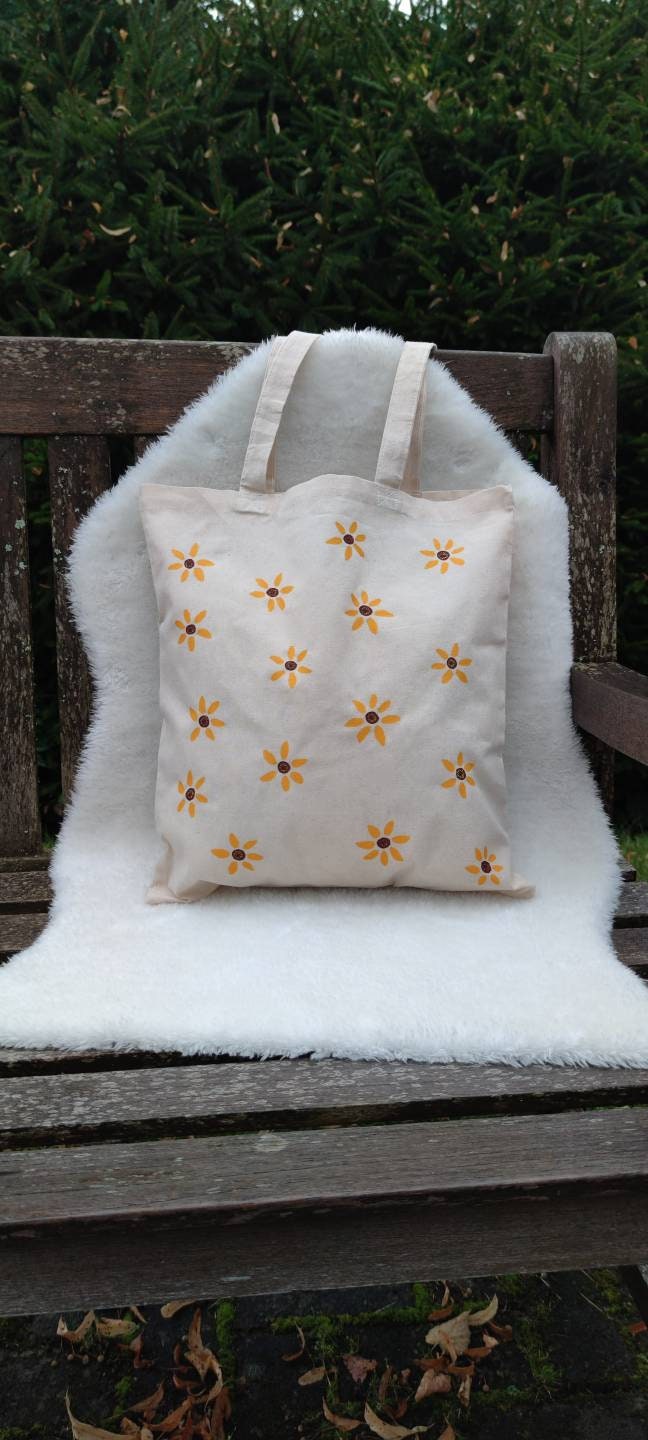 Jutebeutel Mit Sonnenblumen, Nachhaltige Stofftasche von SannisSideOfLife