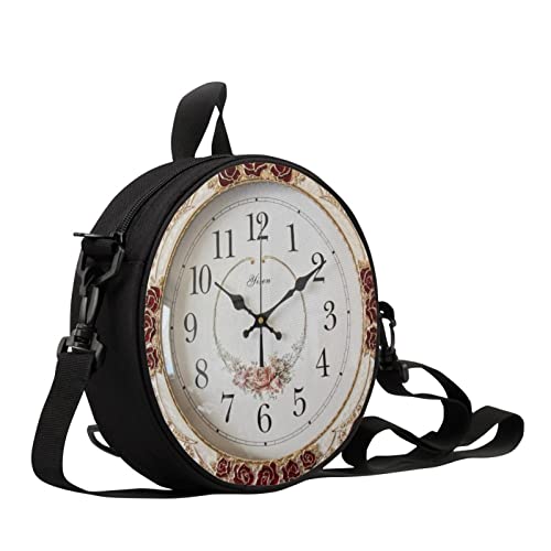 Sannovo Damen Handtasche mit rundem Uhr-Design, mit Reißverschluss, niedliche Schultertasche, Farbe 8, Large von Sannovo