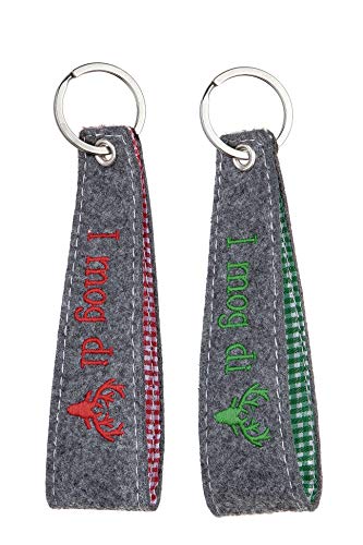 Sannys Filz Schlüsselanhänger I mog Di mit Hirschkopf - Bayerische Geschenkidee (Grün) von Sannys