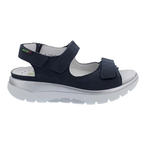 Sano Norine Sandale, Bucksoft (Nubukleder), Jeans Blue, Wechselfußbett, Weite H Gr. 41 von Sano