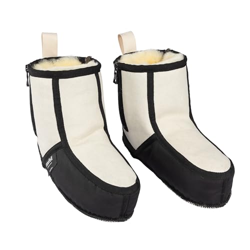 Sanofell Lammfellschuhe & Hausschuhe - Die Lammfellstiefel mit Leichter, Rutschfester Sohle für den Wohnbereich, in Farbe Natur, blau kaschiert, dunkel oder schwarz, in Größen: 33, 36, 39, 42 oder 45 von Sanofell