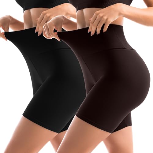 Sanpetix 2er Pack Radlerhose Damen High Waist Kurze Sporthose Leggings Blickdicht Shorts Sommer für Yoga Hose Gym Schwarz/Kaffee XXL Sanpetix 2er Pack Radlerhose Damen High Waist Kurze Sporthose Leggings Blickdicht Shorts Sommer für Yoga Hose Gym Schwarz/Kaffee XXL von Sanpetix