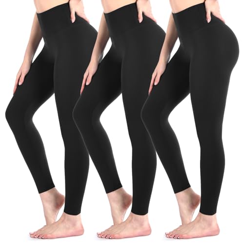 Sanpetix Leggings Damen, 3er Pack, High Waist Blickdicht Leggings für Damen Schwarz LXL von Sanpetix