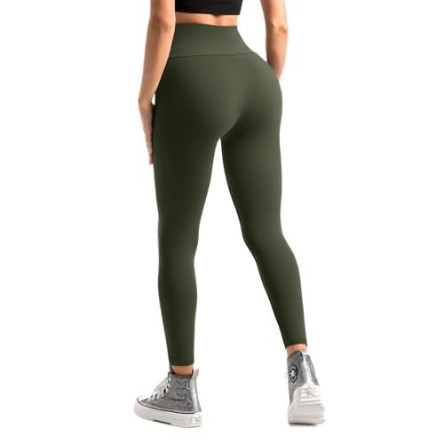 Sanpetix Leggings Damen, High Waist Blickdicht Leggings für Damen 1 Pack LXL Armeegrün von Sanpetix