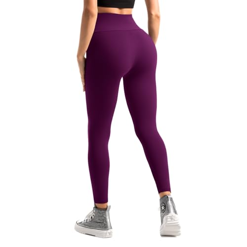 Sanpetix Leggings Damen, High Waist Blickdicht Leggings für Damen 1 Pack SM Pflaume Lila von Sanpetix