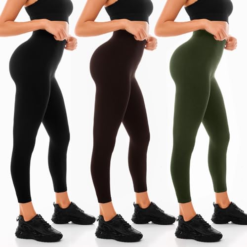 Sanpetix Leggings Damen, High Waist Blickdicht Leggings für Damen 3er Pack SM Mehrfarbig2 von Sanpetix