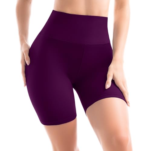 Sanpetix Radlerhose Damen, Kurze Leggings Blickdicht für Damen Pflaumen-violett 1 Pack SM von Sanpetix