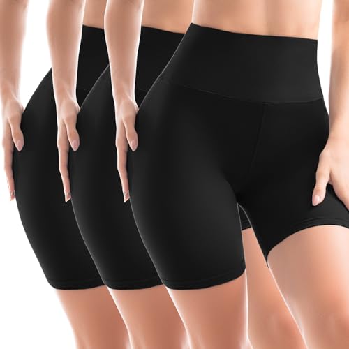 Sanpetix Radlerhose Damen, Kurze Leggings Blickdicht für Damen Schwarz 3 Pack LXL von Sanpetix