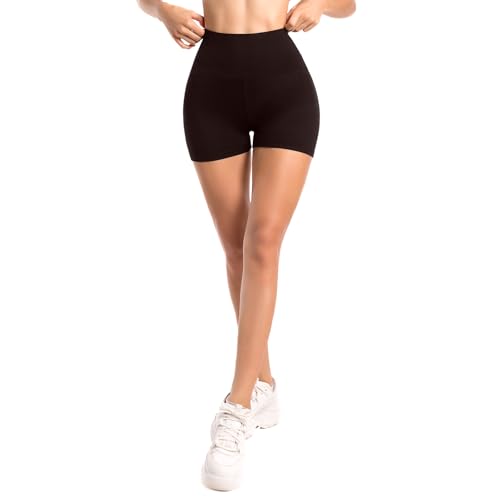 Sanpetix Sporthose Damen Kurz, High Waist Leggings Shorts für Damen Kaffee 1 Pack SM von Sanpetix
