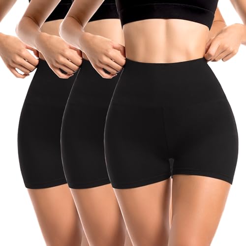 Sanpetix Sports Shorts Damen, High Waist Blickdicht Leggings Shorts für Damen Schwarz 3 Pack LXL von Sanpetix