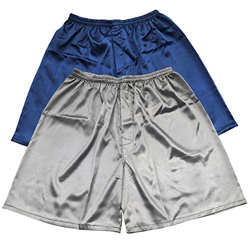 Herren Satin Boxershorts Pack Unterwäsche, Blau und Grau, L von Sanraflic