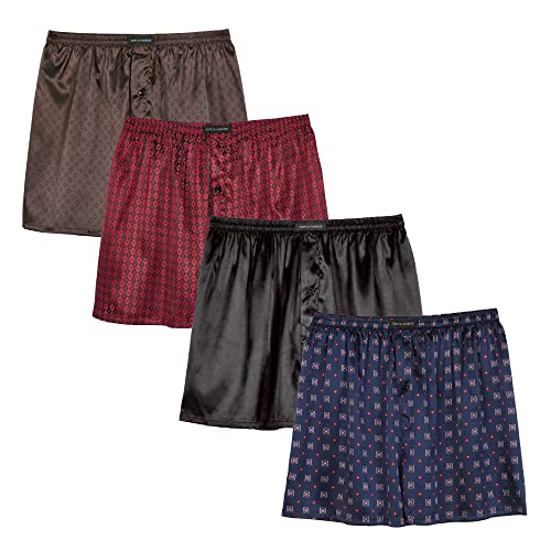 Herren Satin Boxershorts Pack Unterwäsche, Silk Feeling Schlaf Shorts mit elastischem Bund (Multi2-4-Packung,XL) von Sanraflic