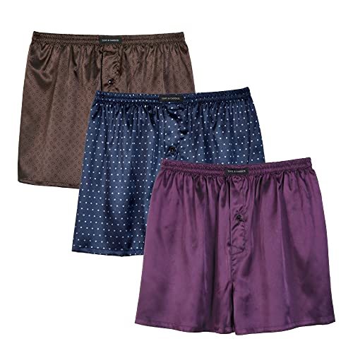 Herren Satin Boxershorts Pack Unterwäsche, Silk Feeling Schlaf Shorts mit elastischem Bund (Multi3-3-Packung,L) von Sanraflic