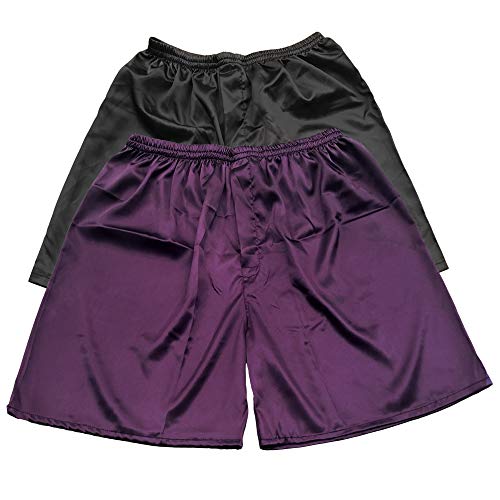 Herren Satin Boxershorts Pack Unterwäsche, Schwarz + Violett, M von Sanraflic