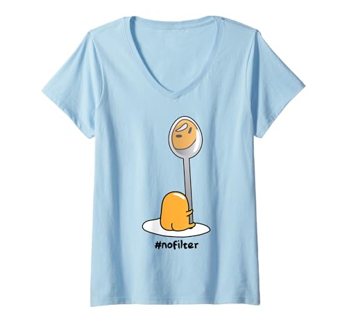 Damen Gudetama No Filter T-Shirt mit V-Ausschnitt von Sanrio