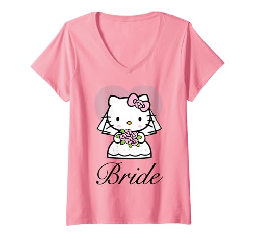 Damen Hello Kitty Braut Hochzeit T-Shirt mit V-Ausschnitt von Sanrio