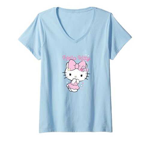 Damen Hello Kitty Charakter Hoppla Design T-Shirt mit V-Ausschnitt von Sanrio