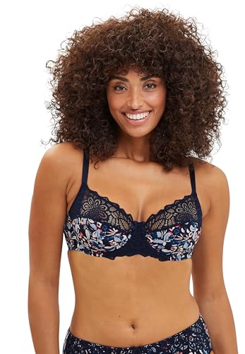 SANS COMPLEXE Damen Flora Full Coverage Bra, Blue & Pale Pink Floral Print, 90E EU von Sans Complexe