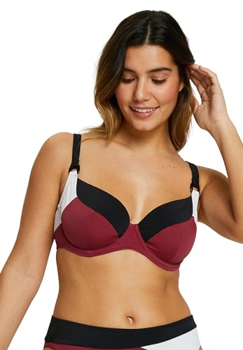 SANS COMPLEXE Women's Beyond The Beach Badeanzug mit Verstärkung, jenseits des Strandmodells, Colorblock Plum, 100c, 90C von Sans Complexe