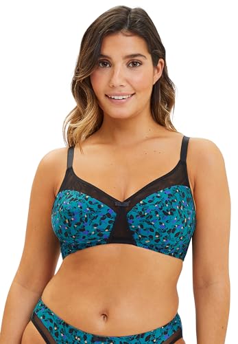 SANS COMPLEXE Women's Complice Full Coverage Bra, Floral Print Emerald Blue, 90C von Sans Complexe