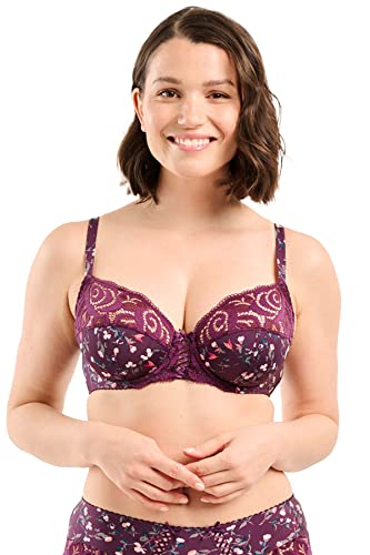 Sans Complexe Damen Amelie Print 70AAG76 BH, Durchsichtig, Blumendruck, Rot/Violett, 75D von Sans Complexe