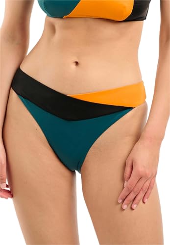 Sans Complexe Damen Beyond The Beach, tiefer sitzender Badeanzug, Black Green Yellow, 40/42 von Sans Complexe