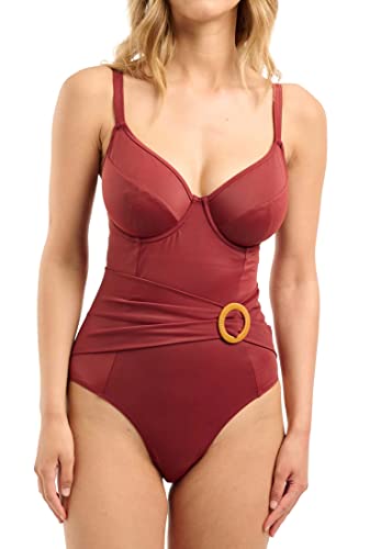 Sans Complexe Damen Elevated Basics Einteiliger Badeanzug mit Bügel, Granatapfel, 85C von Sans Complexe