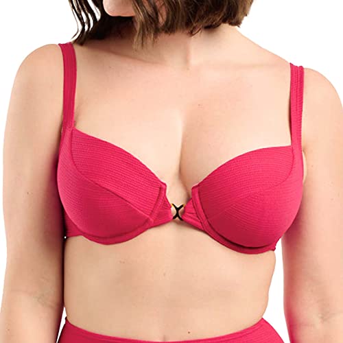 Sans Complexe Damen Glamourous Textured Badeanzug Top mit Bügel, Kirschrot, 80D von Sans Complexe