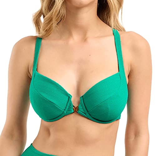 Sans Complexe Damen Glamourous Textured Badeanzug Top mit Bügel, Tropical Green, 70D von Sans Complexe