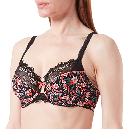 Sans Complexe Damen Julia 70AAJ21 BH, Bedruckt, Blumenmuster, Schwarz, 85E von Sans Complexe