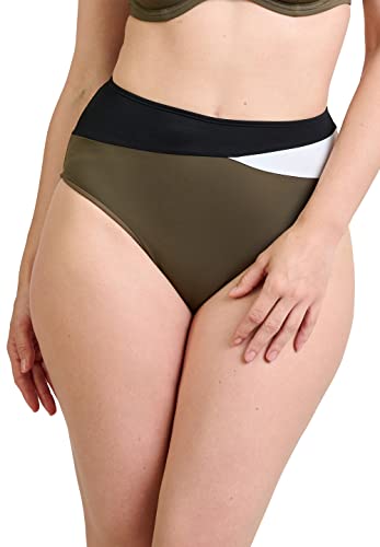 Sans Complexe Damen Perspective 68QAH81 Bikinihose mit hohem Bund, Olive Vert/Noir/Blanc, 34 von Sans Complexe