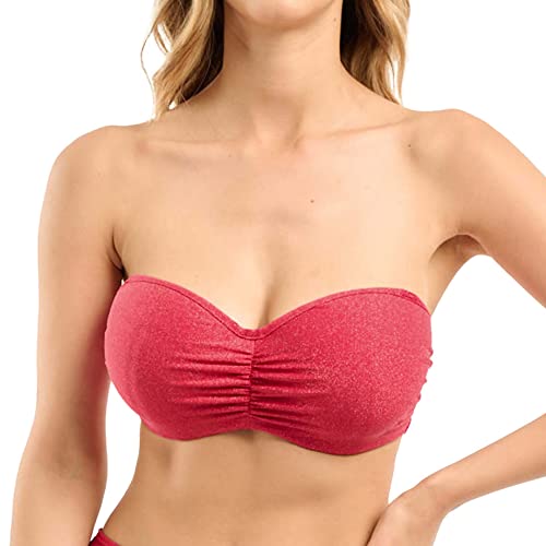 Sans Complexe Damen Reflet Bikinioberteil, Bandeau-Bügel, abnehmbare Träger, Kirschrot, 75E von Sans Complexe