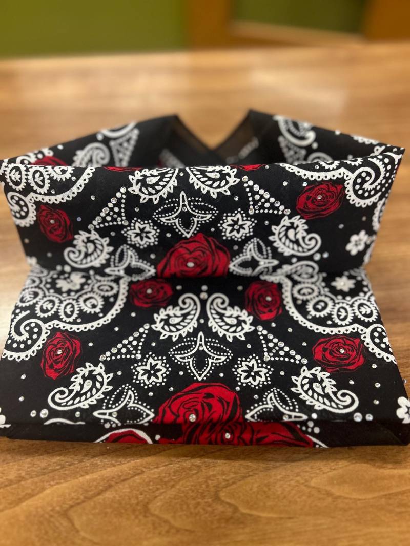 strass Rose Bandana Baumwoll Kopftuch, Biker Kopfbedeckung strass Rose Bandana Baumwoll Kopftuch, Biker Kopfbedeckung von SansBlingThings