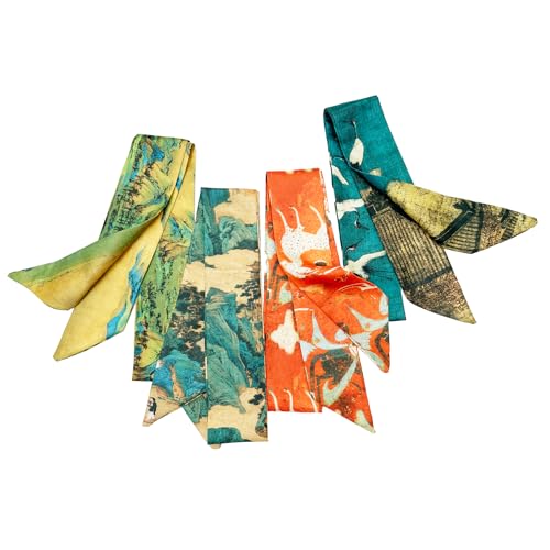 4 x modische Handtaschenschals, Handtaschengriff, Schleifenband, Schal, Halstuch, Kopf-Dekoration für Damen, Rotes Totem, Medium von SansHeBe