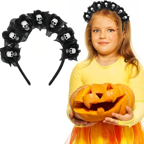 SansRealmL Halloween Haarreif mit Skelett-Design und Blumenverzierung, Festlicher Haarschmuck für Halloween-Party - Perfekt für Kostümfeste und Themenpartys SansRealmL Halloween Haarreif mit Skelett-Design und Blumenverzierung, Festlicher Haarschmuck für Halloween-Party - Perfekt für Kostümfeste und Themenpartys von SansRealmL