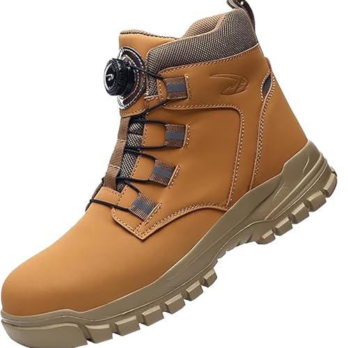 Arbeitsschutzschuhe Herren Anti-Punktur Sicherheitsschuhe Leder Wasserdicht Freizeitschuhe Outdoor Wanderschuhe Schlüpfen Schuhe Outdoorschuhe Wanderstiefel Winterschuhe mit Fußgewölbeunterstützung von Sansee