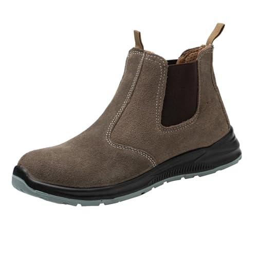 Arbeitsschutzschuhe Herren Leder Wasserdicht Sportschuhe Schlüpfen Knöchelhohe Sneaker Casual Schuhe Ohne Schnürsenkel Anti-Punktur Outdoorschuhe Urban Winterschuhe Wanderhalbschuhe Schneestiefel von Sansee