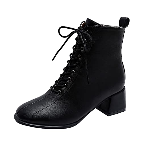 Schwarz Herren 44 Knöchelhohe Winter-Plus-Frühlings- und Spitze-Absatz-Modestiefel Dicke Samt-Damen-Absätze mit kurzen Damenstiefeln Schuhe Damen Pumps Schwarz von Sansee