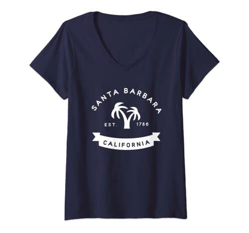 Damen Santa Barbara California - City Est 1786 Palme T-Shirt T-Shirt mit V-Ausschnitt Damen Santa Barbara California - City Est 1786 Palme T-Shirt T-Shirt mit V-Ausschnitt von Santa Barbara Southern California Gift Shirts