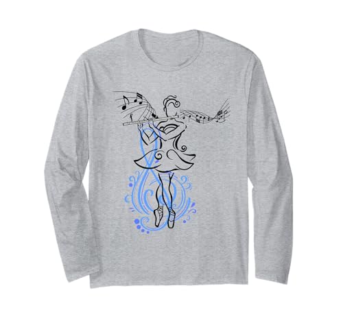 Mädchen spielt Flötenmusik und Ballett Flötist Ballerina Langarmshirt von Santa Claus Christmas and Holiday Gift Tee Shop