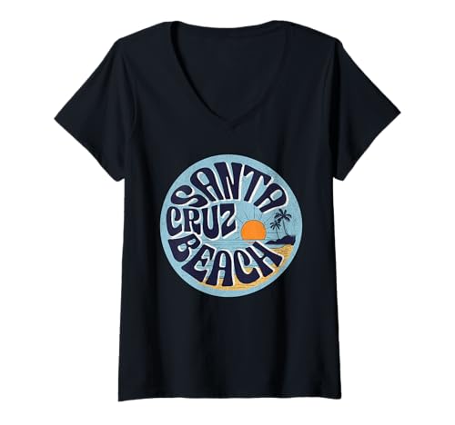 Damen Santa Cruz T-Shirt mit V-Ausschnitt Damen Santa Cruz T-Shirt mit V-Ausschnitt von Santa Cruz Beach California Surfing Surf Ocean USA