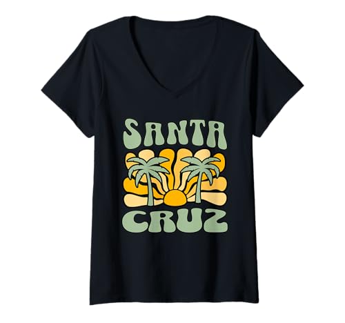 Damen Santa Cruz T-Shirt mit V-Ausschnitt Damen Santa Cruz T-Shirt mit V-Ausschnitt von Santa Cruz Beach California Surfing Surf Ocean USA